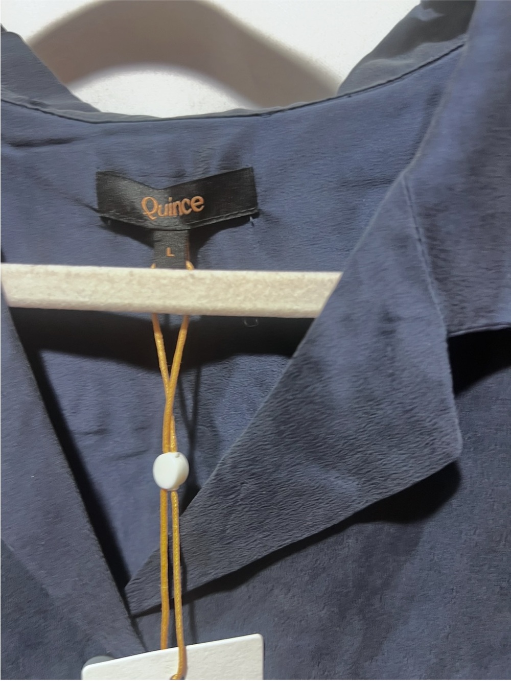 NWT Quince Washable Mulberry Silk Button Front Blouse Navy Large - Picture 4 of 6